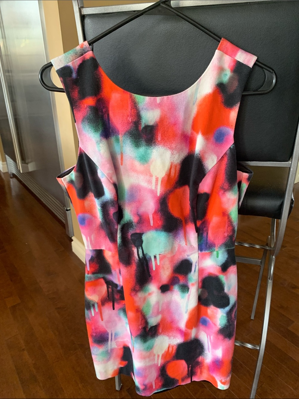 French Connection Vibrant Abstract Sheath Dress - Red, Pink & Black